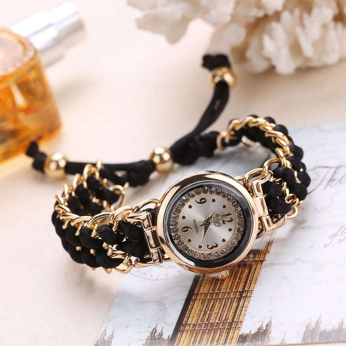 Luxury Stylish Girls Analog Handmade Braided Bracelet Watch