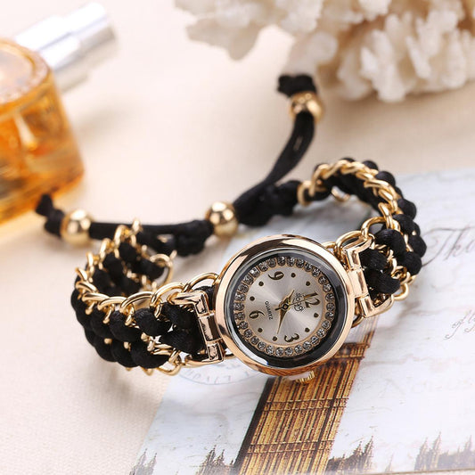 Luxury Stylish Girls Analog Handmade Braided Bracelet Watch