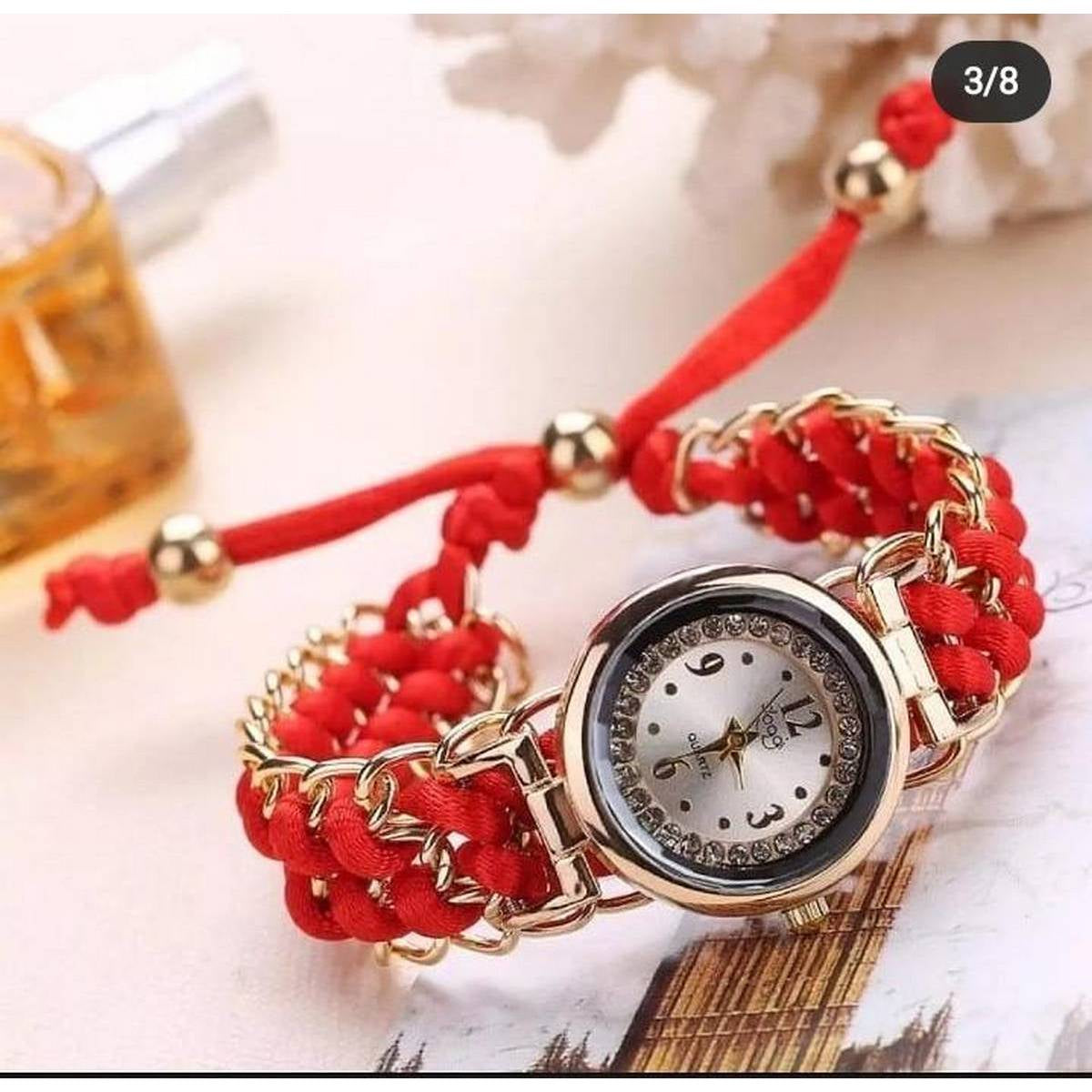 Luxury Stylish Girls Analog Handmade Braided Bracelet Watch