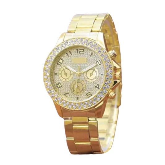 Fashionable 3 Chrono Stain Less Steel Analog Style Quartz Watch For Women