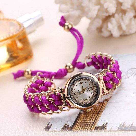 Luxury Stylish Girls Analog Handmade Braided Bracelet Watch